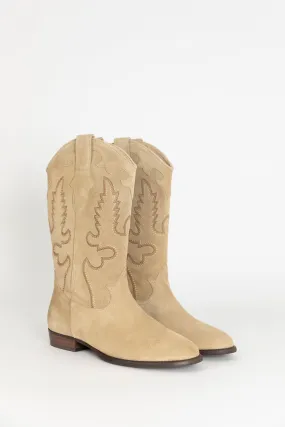 Beige suède western laarzen