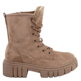 Kelis Khaki veterlaarzen beige bruin