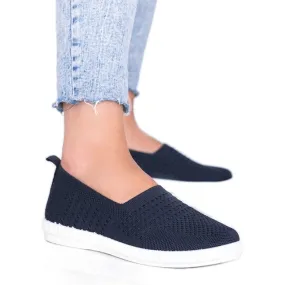 Marineblauwe Slip On opengewerkte Funk sneakers